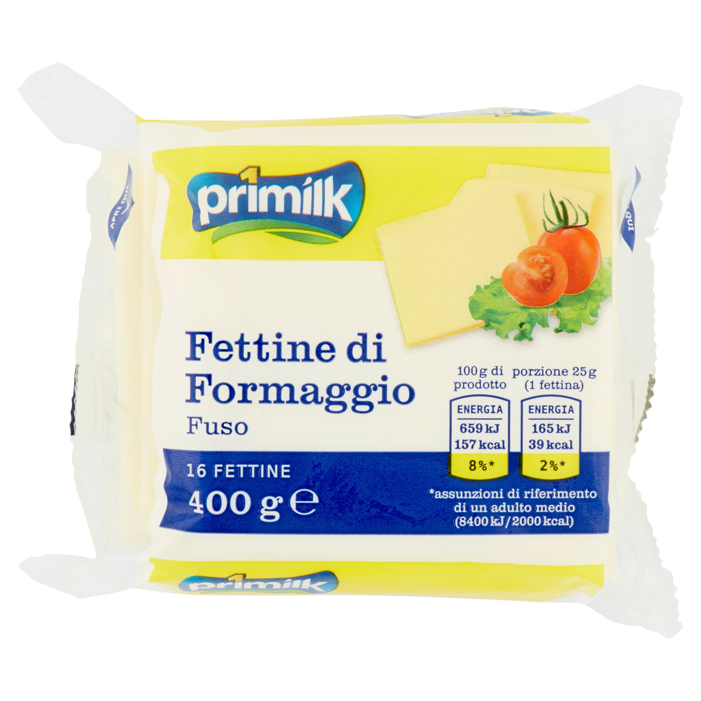 FETTINE DI FORMAGGIO FUSO 8 FETTE 200 g PRIMIA - Primia