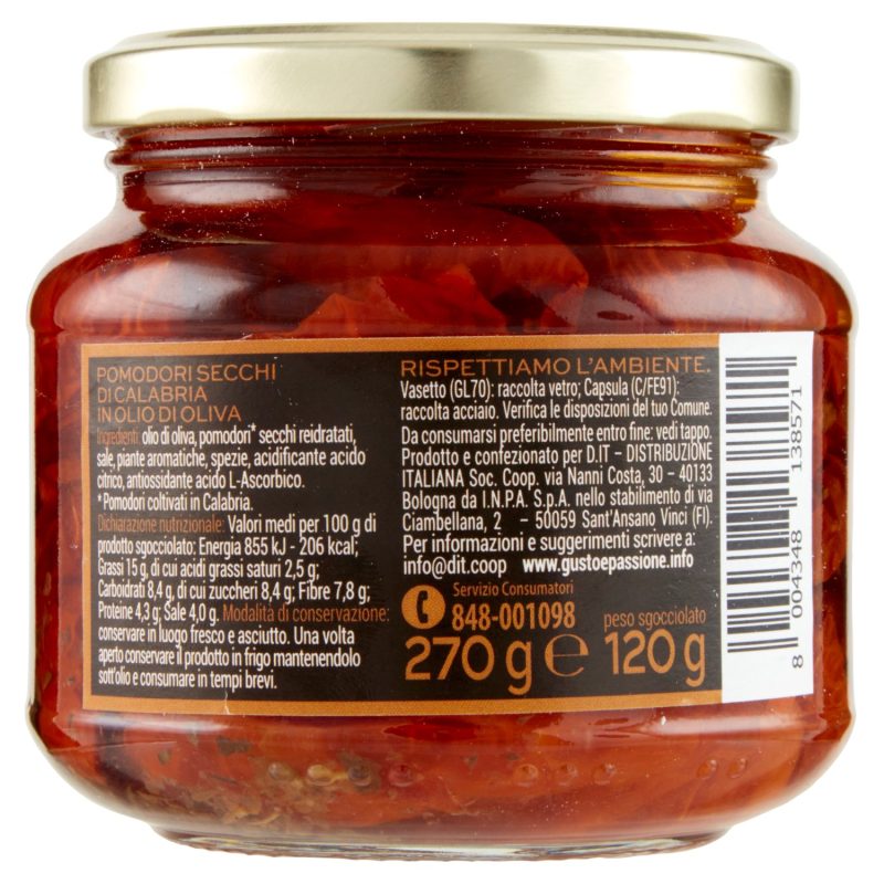 Gusto & Passione Pomodori Secchi di Calabria in Olio di Oliva 270 g