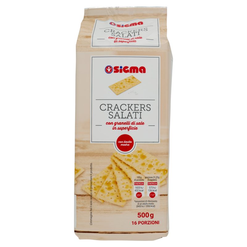 Sigma Crackers Salati con granelli di sale in superficie 500 g