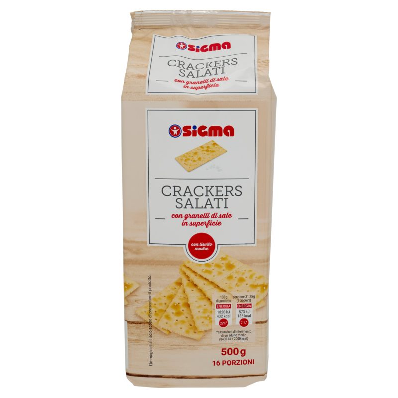 Sigma Crackers Salati con granelli di sale in superficie 500 g