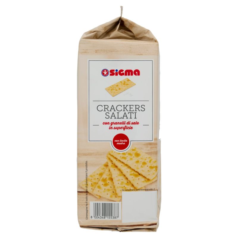 Sigma Crackers Salati con granelli di sale in superficie 500 g