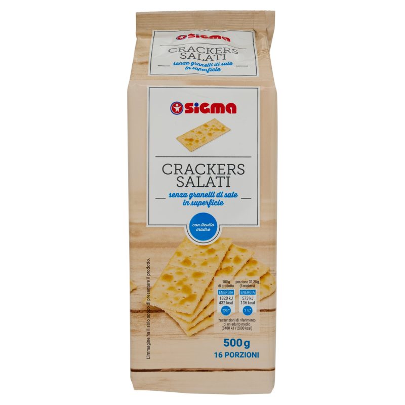 Sigma Crackers Salati senza granelli di sale in superficie 500 g