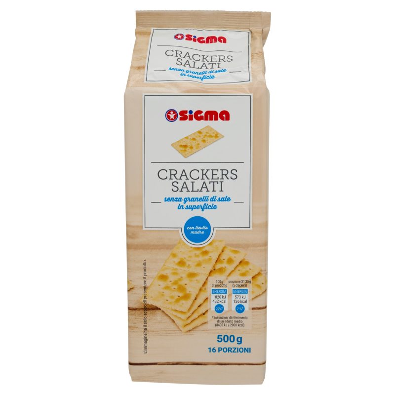 Sigma Crackers Salati senza granelli di sale in superficie 500 g