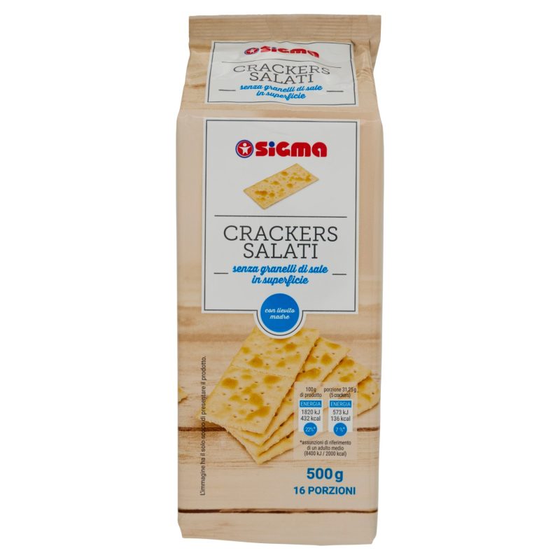 Sigma Crackers Salati senza granelli di sale in superficie 500 g