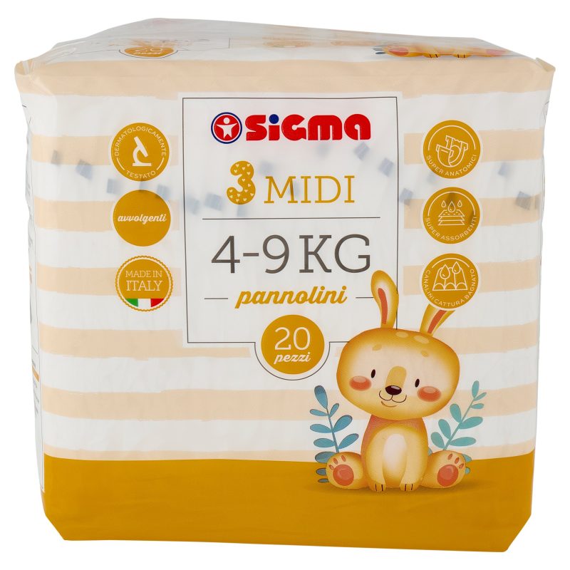 Sigma Pannolini Midi Taglia 3 4-9 kg 20 pz