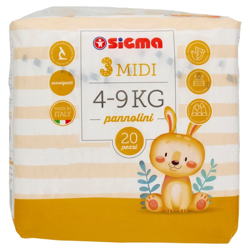 Sigma Pannolini Midi Taglia 3 4-9 kg 20 pz