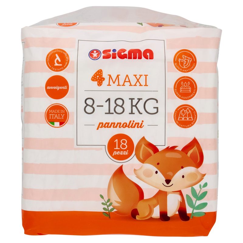 Sigma Pannolini Maxi Taglia 4 8-18 kg 18 pz