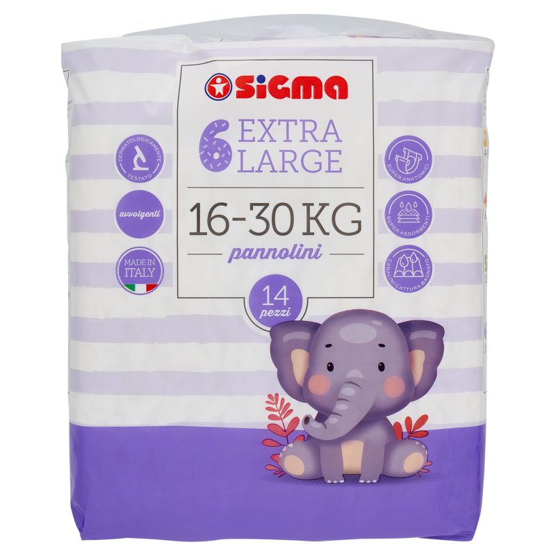 Sigma Pannolini Extra Large Taglia 6 16-30 kg 14 pz