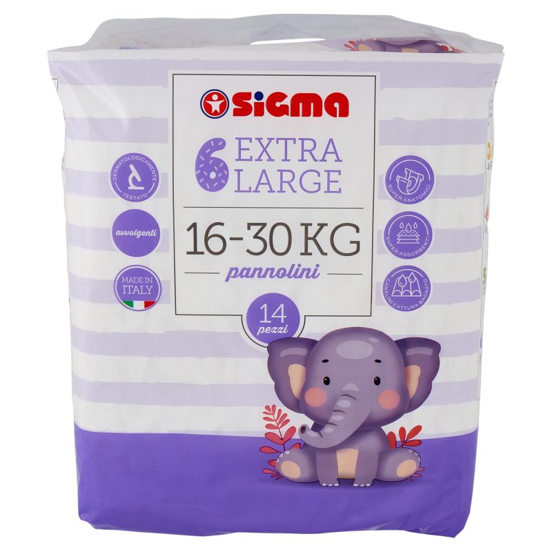 Sigma Pannolini Extra Large Taglia 6 16-30 kg 14 pz