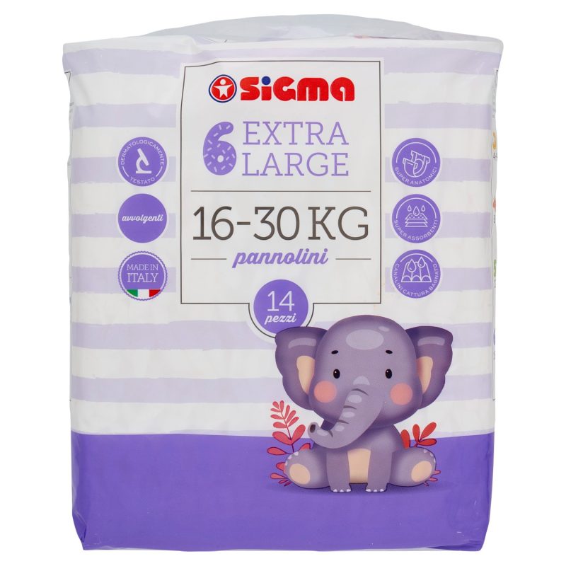 Sigma Pannolini Extra Large Taglia 6 16-30 kg 14 pz